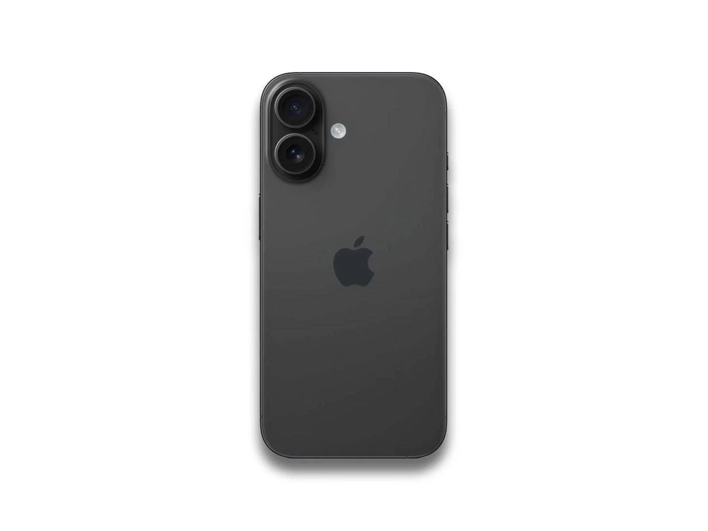 Czarny smartfon iPhone 16 z logo Apple na białym tle