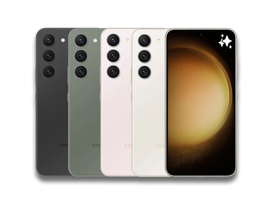 Image showing different colour variants of the samsung s23 on the white background 
