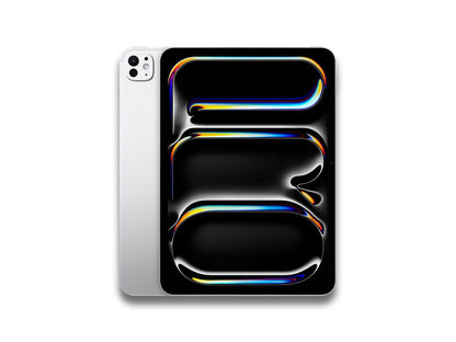 Front and back view image of the silver iPad Pro 5th gen on the white background