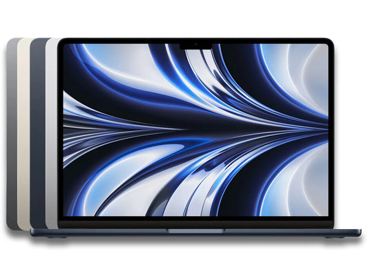 Laptop with a colorful abstract design on the screen against a white background