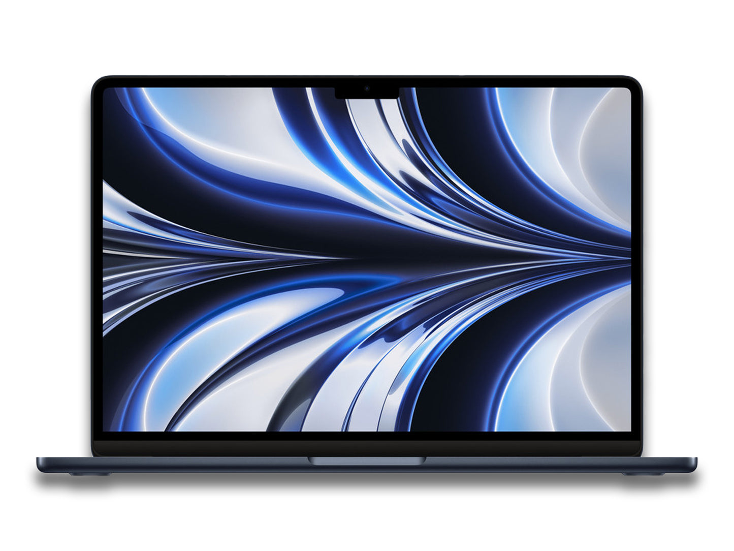 Laptop with a colorful abstract design on the screen against a white background