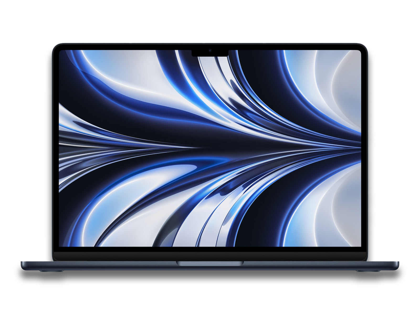 Laptop with a colorful abstract design on the screen against a white background