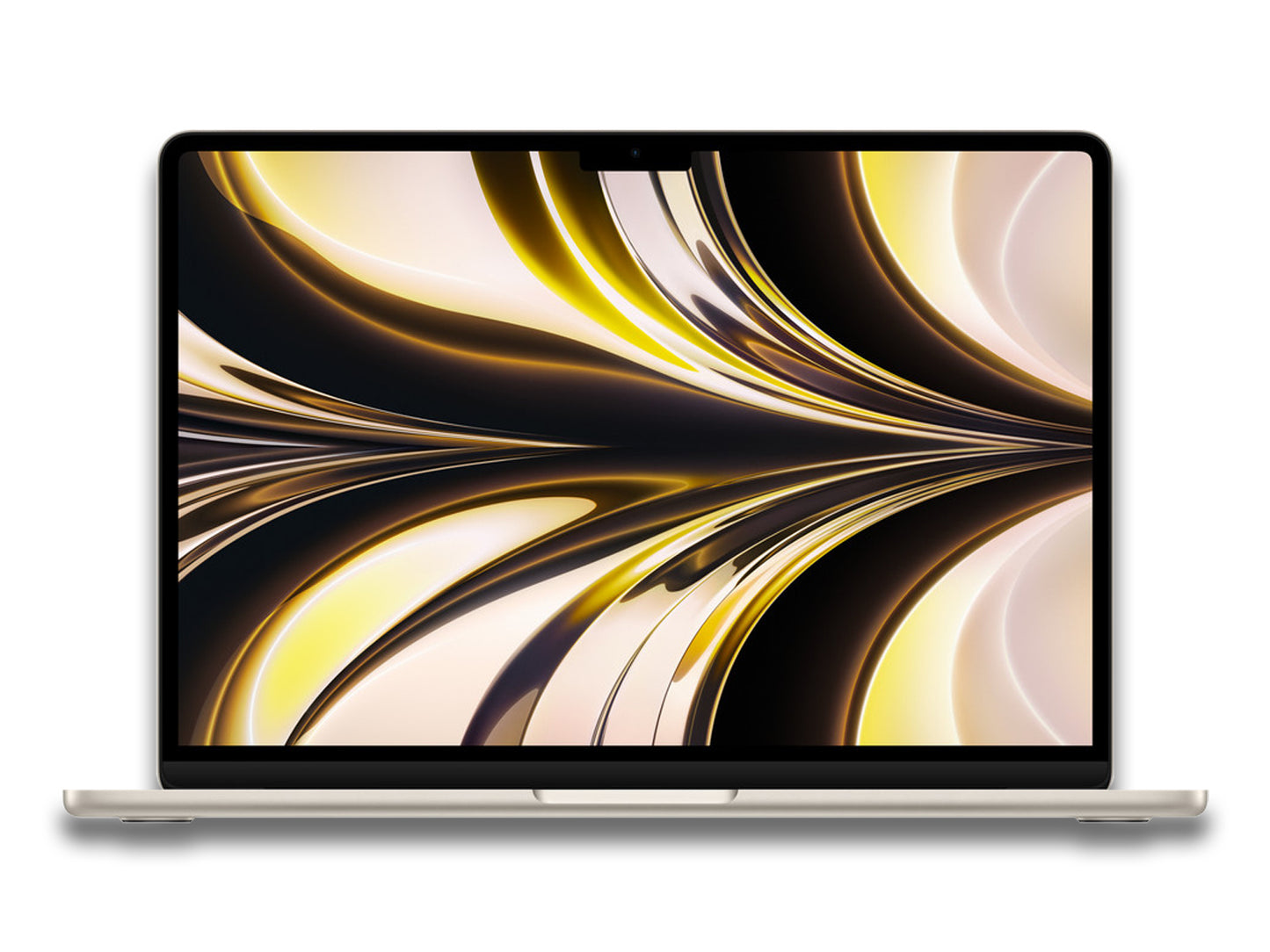 Laptop with a colorful abstract design on the screen against a white background