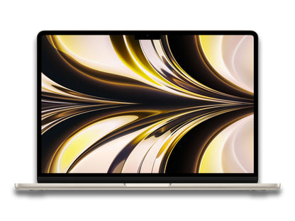 Laptop with a colorful abstract design on the screen against a white background