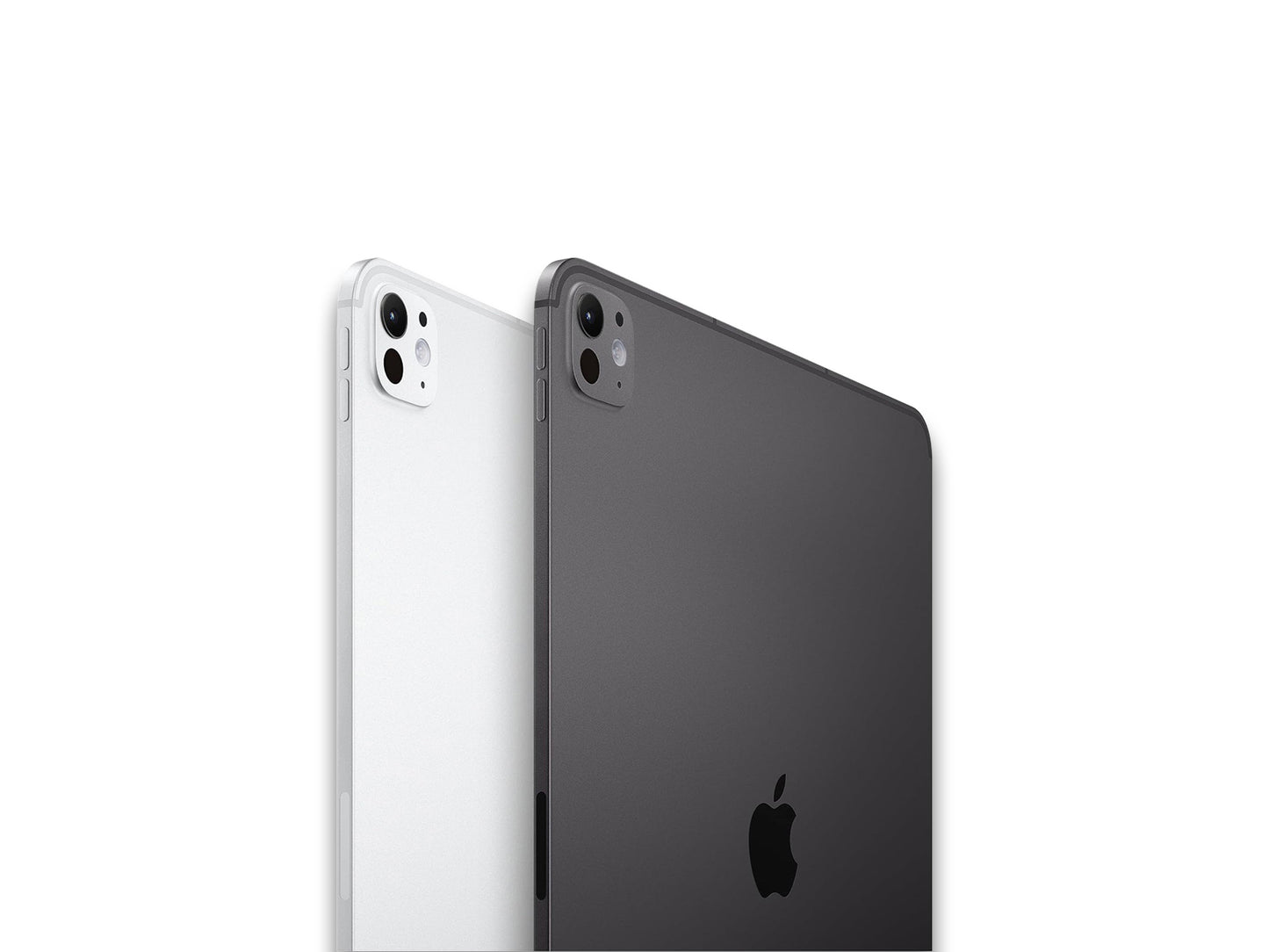 Side view of the sliver and space grey iPad Pro 5th gen on the white background