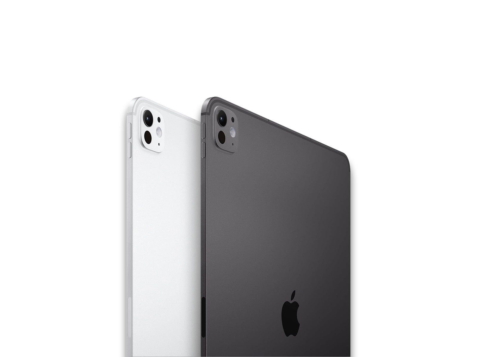 Side view of the sliver and space grey iPad Pro 5th gen on the white background