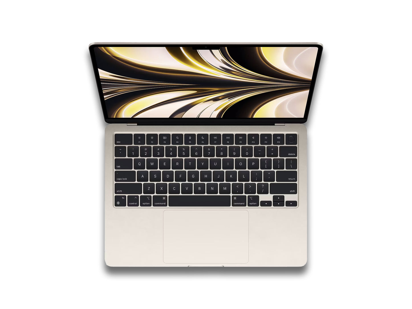 Laptop with a black keyboard on a white background